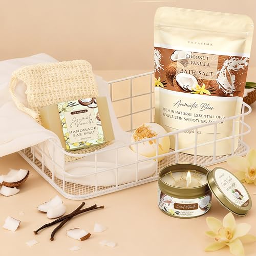 Gifts for Women Birthday Gift Baskets Vanilla Coconut Relaxing Home Spa Set - view 6