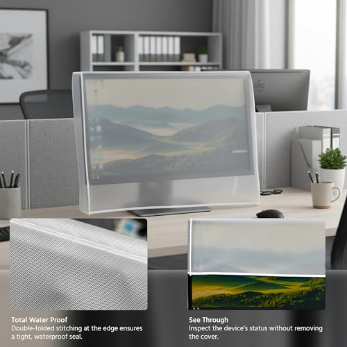 Monitor Dust Cover, LCD/LED HD Antistatic Vinyl Flat-Screen Computer Monitor Water Proof Protective Case Compatible with 26" iMac Desktop and Accessories -25W x18H in - view 5