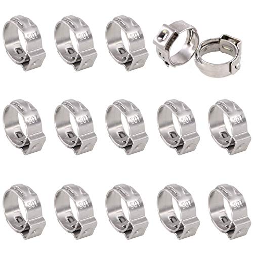 35Pcs 8.8-10.5mm 304 Stainless Steel Single Ear Hose Clamps, Crimp Hose Clamp Assortment Kit Ear Cinch Rings Crimp Pinch Fitting Tools Perfect for Automotive, Home Appliance Line