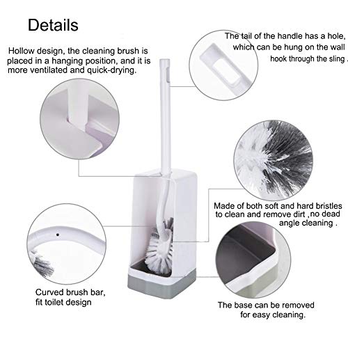 Bathroom Toilet Bowl Brush and Holder, Curved Design Toilet Brush for Deep Cleaning Under Rim, Best Toilet Brush Set, Easy Handy CompactToilet BowlCleaner Brush for Bathroom, 2 Pack - view 3