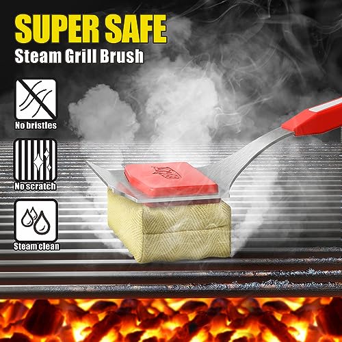 Grill Brush Bristle Free, Replaceable BBQ Cleaning Pad (No Handle), Safe Replacement Cleaning Pad/Head for Cast Iron/Stainless Steel Grates - Red - view 4