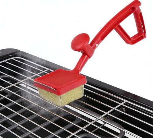 Grill Brush Bristle Free for Outdoor Grill, BBQ Grill Cleaning Brush with Replaceable Scrub Sponge Head & Scraper, Ergonomic Handle, Safe for Stainless Steel, Cast Iron & Porcelain Grate