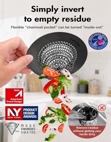 Reversible Kitchen Sink Drain Strainer, Anti-Clog Flat Edge, Black - view 3