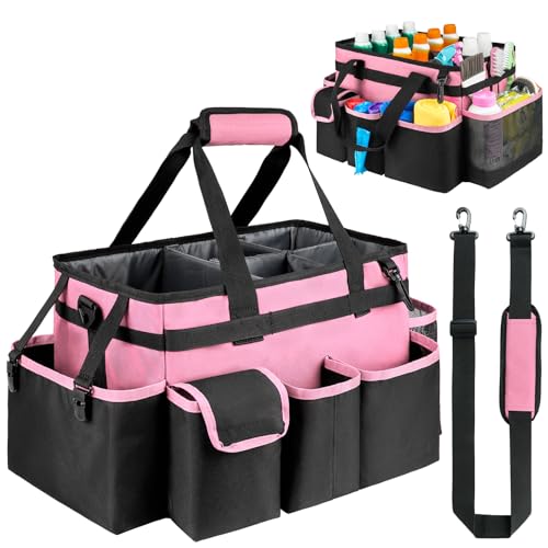 Cleaning Caddy,Cleaning Bag for Housekeepers,Cleaning Supplies Organizer with Handle,Black - view 4