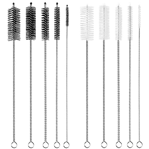 Straw Cleaner Brush Extra Long 12 inch, 10 PCS Straw Cleaner Brush Bristles Diameter (4+8+10+12+16mm) for Cleaning Straws, Pipe, Sippy Cup and Bottle