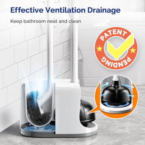 Toilet Plunger Brush Set: Curved Bristles Design for Deep Cleaning - view 5