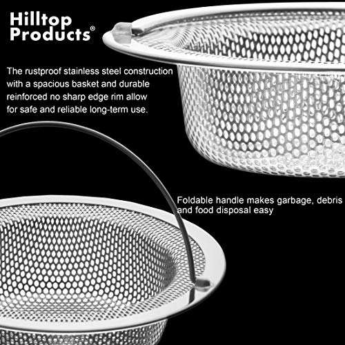 2 Pack - 4.5" Top / 3" Basket - Kitchen Sink Drain Strainer Stainless Steel Large Basket Food Catcher with Handle. Fast Flow and Effective 2/16" Holes - view 3