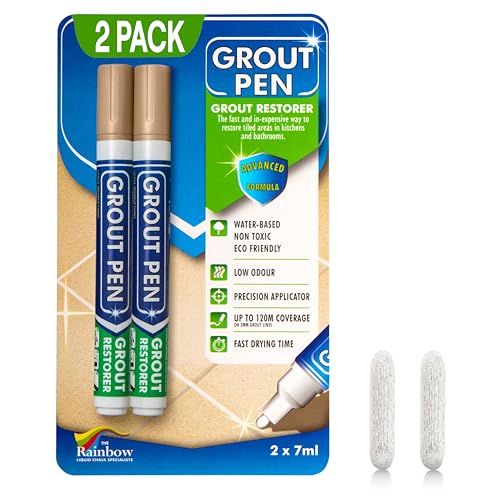 Grout Pen Beige Tile Grout Paint Marker - 2 Pack w/Extra Tips (7mL)