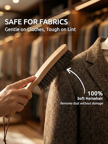 Soft Horsehair Clothes Brush for Suits, Large Beech Wood Handle - view 2