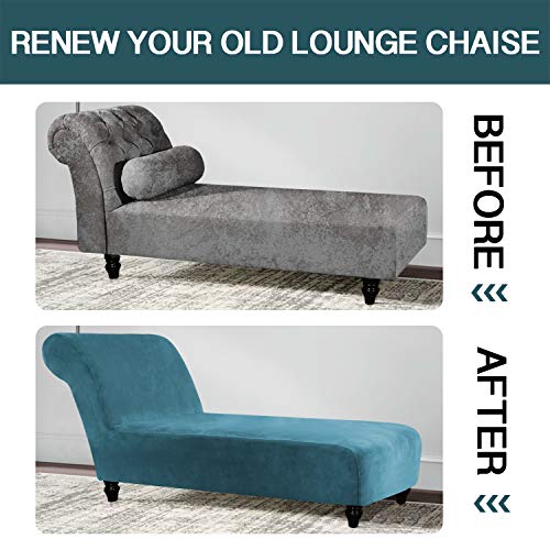 Chaise Lounge Slipcover Velve Luxury Stretch Chaise Covers for Living Room Indoor Ultra Soft Machine Washable, Peacock Blue - view 5