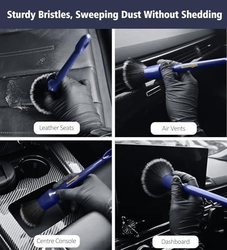 3PCS Car Detailing Brush Set, Ultra Soft, Indigo/Black - view 4