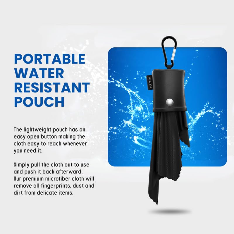 Microfiber Cloth & Glasses Wipes (6 Pack) Lens & Glasses Cleaning Cloth - Eyeglass Cleaner - Camera Lenses & Gadget Delicate Screens - Black - view 6