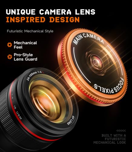 Lens Cover for iPhone 17 Pro/17 Pro Max, AR Clear Camera Protector, Anti-Scratch Full Coverage, Energy Mecha Style, Energy Orange - view 5