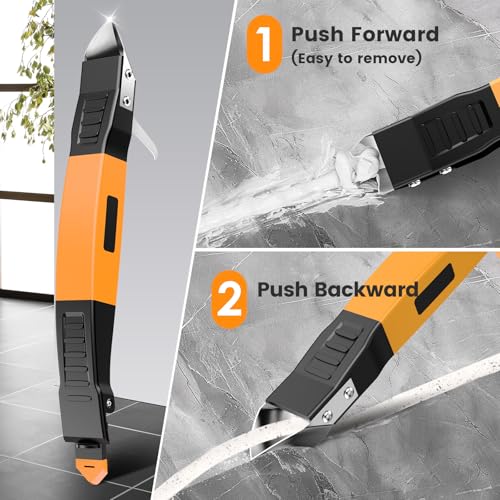 6 in 1 Silicone Caulking Tool Kit, Caulk Grout Remover Tool (Orange) - view 3