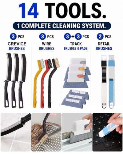 Window Track Cleaner, 14 PCS Window Sill Cleaner Tool & Brush Kit - view 3