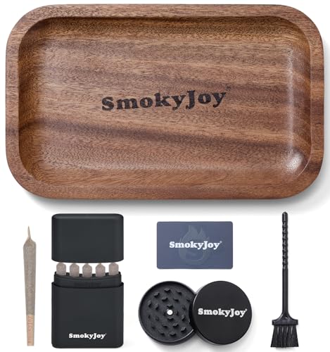 Wooden Rolling Tray Set, 10.8 Inch Walnut Wood Trays Bundle