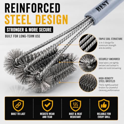 Best BBQ Grill Brush Stainless Steel 18" Barbecue Cleaning Brush with Wire Bristles & Soft Comfortable Handle - Perfect Cleaner & Scraper for Grill Cooking Grates - view 2
