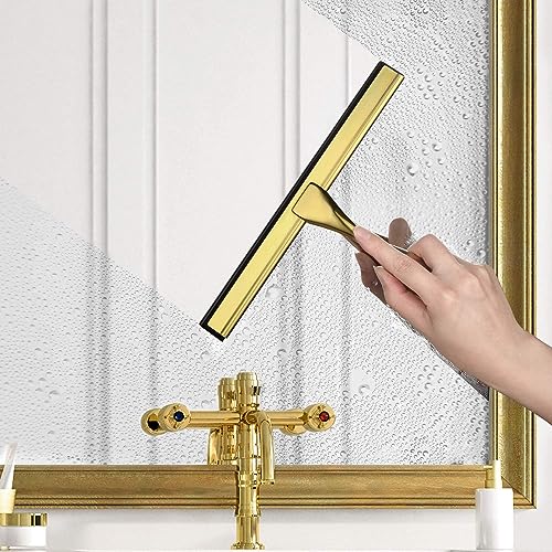 All-Purpose Shower Squeegee for Shower Doors, Bathroom, Window and Car Glass - Brass, Stainless Steel, 12 Inches - view 5
