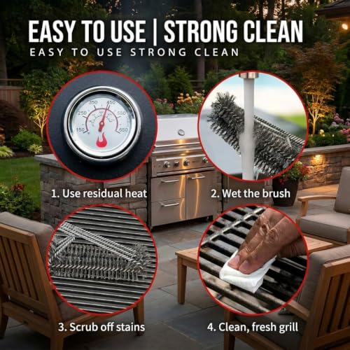 Grill Brush and Scraper - 17" Heavy Duty Stainless Steel BBQ Cleaner for Outdoor Grill, 3-in-1 Safe Wire Brush with Powerful Scraper for Gas, Charcoal, and Grilling Grates - view 5