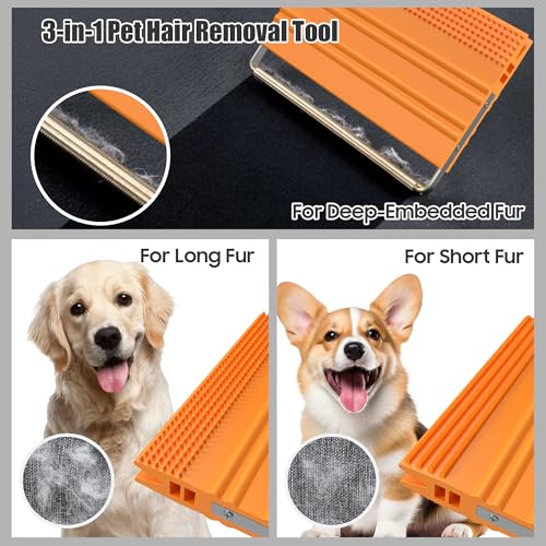 Mini Pet Hair Remover – 2025 Reusable Carpet Rake & Fur Scraper for Furniture, Car Interior, Hair Remover Brush for Bed, Couch, Home Surfaces Orange - view 3