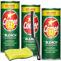 Cleaning Bundle – Includes Comet Powder Cleanser with Bleach (3 × 21 oz) + Heavy Duty Scrub Sponge & Crevice Cleaning Brush – Kitchen & Bathroom Multi Surface Cleaning Kit