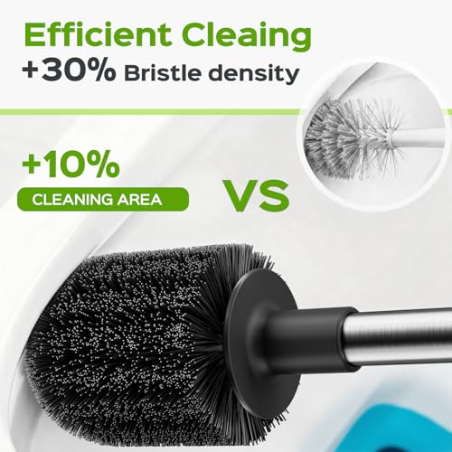 Toilet Plunger and Brush Set: Bathroom Powerful Cleaning Round Bristle Brush - Stainless Steel Heavy Duty Unclogging and Bowl Brush Combo - Compact Home Apartment Restroom Decor Accessories - view 2