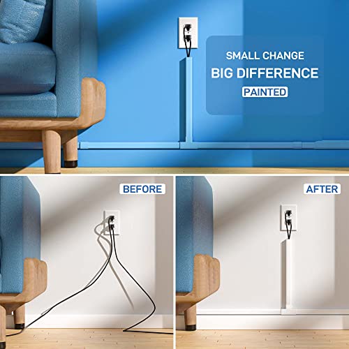 Cord Hider Wall, Cord Covers for 2-3 Wires, Easy Set up Cable Hider Wire Covers for Cords on Wall, Self-Adhesive Wire Hiders for TV on Wall, Cable Cover Management Kit, W1.0 H0.53in, White - view 4