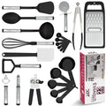 LDC Cooking Utensils Set BPA Free, Food Grade - Heat Resistant Non-Stick Cooking Set with Stainless Steel Handles, Kitchen Essential Tools and Gadgets, 23 Piece - Black