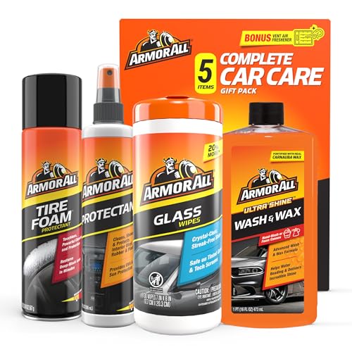 Car Cleaning Kit, Glass Wipes, Protectant, Wash & Wax, Tire Foam