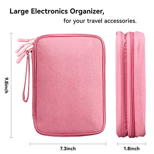 Cable Organizer Bag Travel Case for Electronics (Large, Dark Pink) - view 2