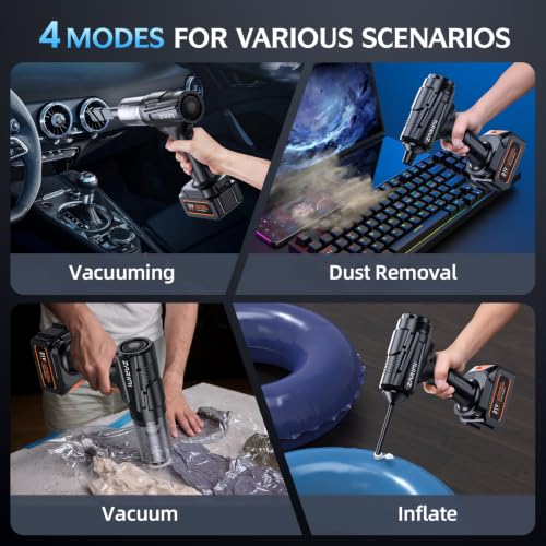 Car Vacuum Portable Cordless, 50000Pa Strong Suction Brushless Motor, Handheld Vacuum with 2 Batteries & Charger, 6-in-1 Rechargeable Vacuum Cleaners for Home, Pet Hair & Keyboard - Ink Black - view 5