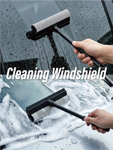 2 in1 Window Squeegee for Car, Window Cleaning Tool with 16inch Long Handle - view 4