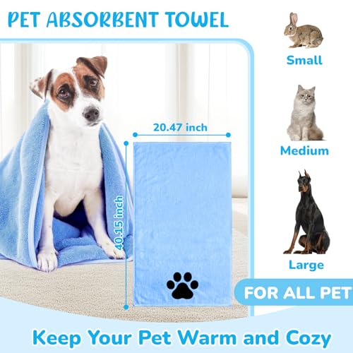 Dog Grooming Kit for Shedding – 8-Piece Pet Grooming Supplies with Deshedding Brush, Bath Gloves, Towels & Silicone Toothbrush | Ideal for Dogs, Cats, Small and Large Pets (Blue) - view 5