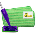 Turbo Mops Reusable Floor Mop Pads - Pack of 2, Machine Washable, 12-inch Microfiber Mop Refills - Compatible with Swiffer Wet Jet - Household Cleaning Tools
