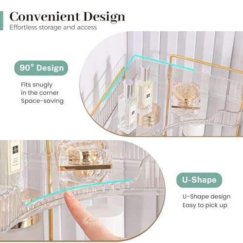 Corner Bathroom Organizer, 3 Tier Clear Makeup Shelf - view 4
