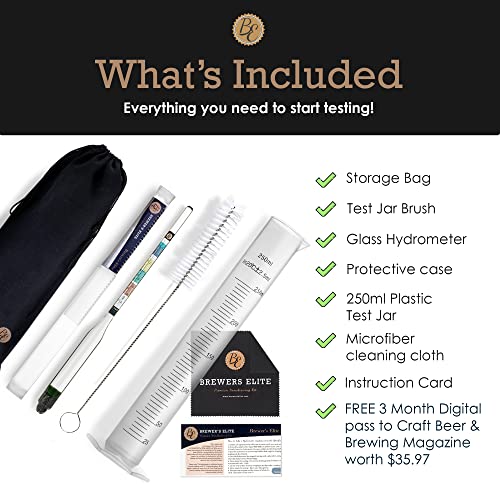Hydrometer & Plastic Test Jar - for Home Brew Beer, Wine, Mead and Kombucha - Deluxe Triple Scale Set, Hardcase and Cloth - Specific Gravity ABV Tester - view 3