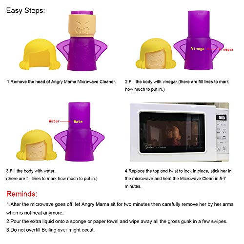 Angry Mama Microwave Cleaner, Vinegar and Water Steam Tool (Purple) - view 5