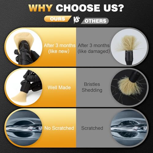 7PCS Car Detailing Brush Set,Boars Hair Detail Brush Kit(Black) - view 7