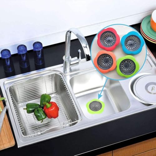 Plastic Sink Strainer, 4 Pack Flexible Kitchen Sink Drainers(Multicolored) - view 5