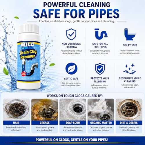 Drain Clog Remover 4 Pack, Sink Drain Cleaner Fast Foaming, Clogged Drai Remover Rapidly by Dissolve Impurities, Quick Cleaning Tool for Pipes & Toilet, Kitchen Sinks, Bathroom Showers（480g） - view 6