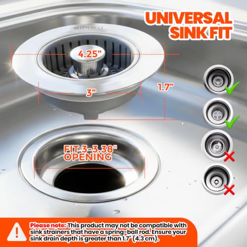 3 in 1 Kitchen Sink Drain Strainer Stopper Basket Pop Up Silver - view 6