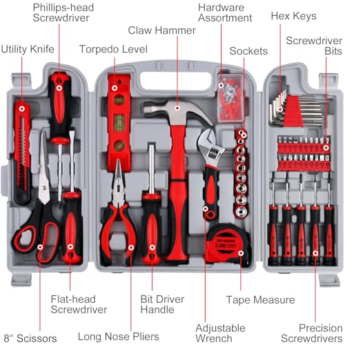 156-Piece Delicate All-Purpose Home Tool Kit in Foldable Toolbox, Unisex | Complete and Essential Hand Tools Set for General House Repairs, Garage, Apartment, Office, Dorm, Perfect Holiday Gift - view 4