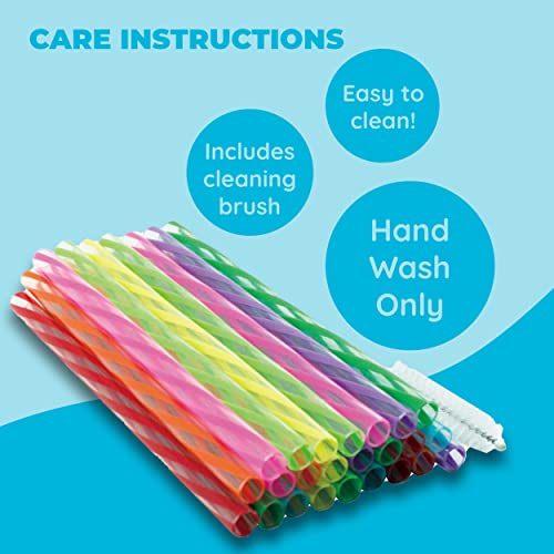Plastic Reusable Kids Straws Plus Cleaning Brush, 6 Inch: 24 Straws - view 5