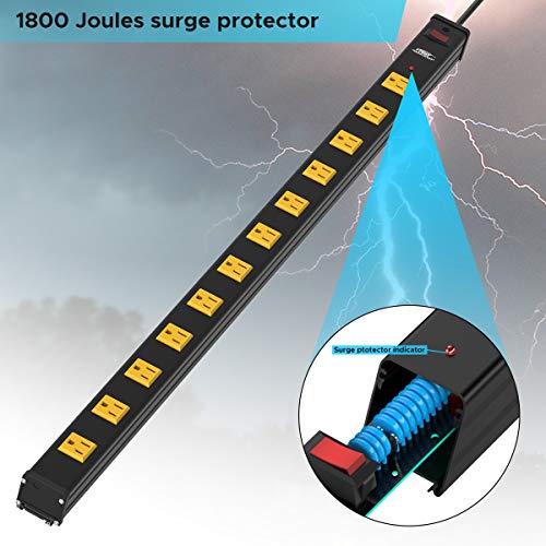 12-Outlet Long Heavy Duty Power Strip, 2.6'' Wide Spaced,15FT - view 3
