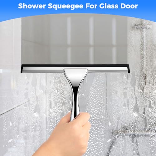 Shower Squeegee for Glass Doors, 10 Inch Multi-Purpose Squeegee with Hook for Shower Glass, Windows, Mirrors, Car Windows and Tiles - view 6