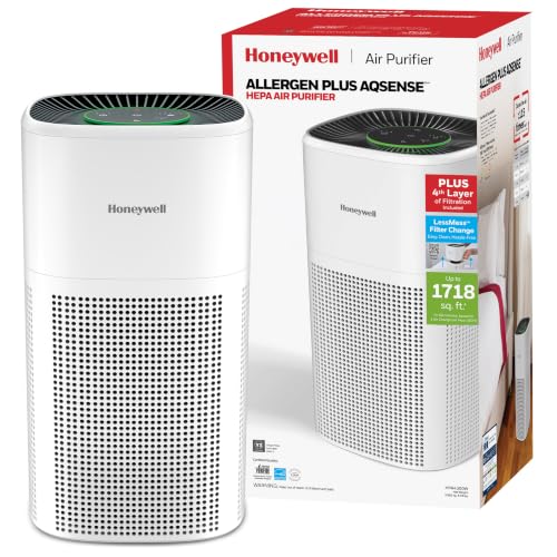 Allergen Plus 4-in-1 HEPA Air Purifier for Home, Up to 1718 Ft² Coverage for Large Rooms, Reduces Allergens, Pet Dander, Smoke & Odors, Air Quality Sensor with Auto Mode, White, HPA4300W