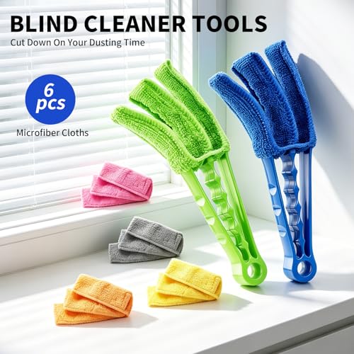 2 Pack Window Blind Cleaner Duster Brush with 6 Reusable Microfiber Sleeves - view 6