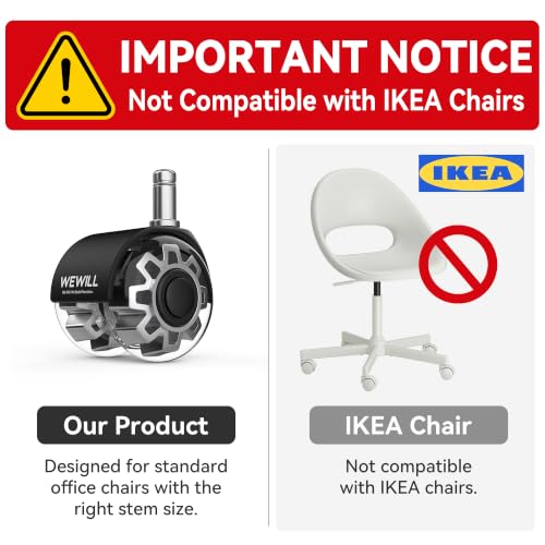 Office Chair Wheels, Rubber Replacement Caster Heavy Duty Wheels for Computer Desk Chair to Replace Office Chair mats, Protect Hardwood Floors and Carpet, Set of 5 Silver - view 6