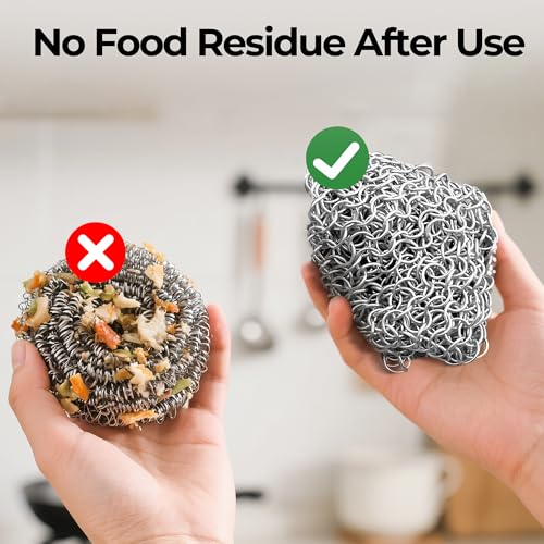 Amagabeli Cast Iron Cleaner 8"x6" Stainless Steel Chainmail Scrubber Cast Iron Skillet Cleaner for Pan Pot Wok Griddles BBQ Grills Cast Iron Cleaning - view 6