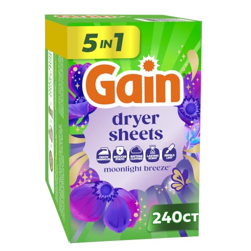 Laundry Dryer Sheets, Fabric Softener Anti Static Sheets, Moonlight Breeze Scent, 240 Count (Packaging May Vary)